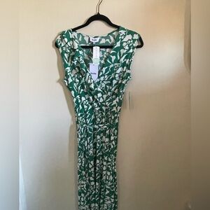Leota Green and White Floral Maxi Dress